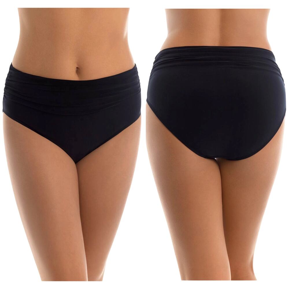 Magicsuit NWT Shirred Jersey Swim Bottom Black Plus Size 24W Full Coverage